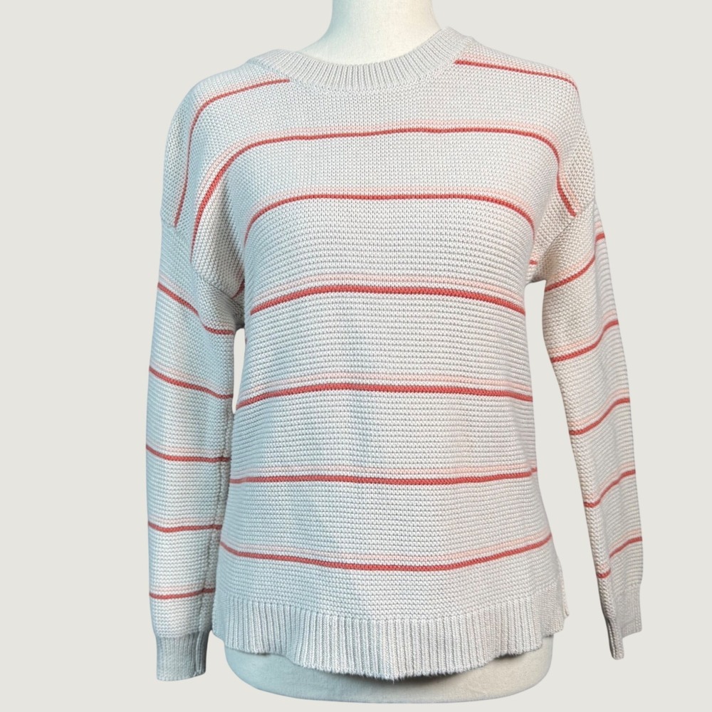 Marine Layer Striped Sweater Womens XS Oatmeal Pink Excellent Cotton Knit Top